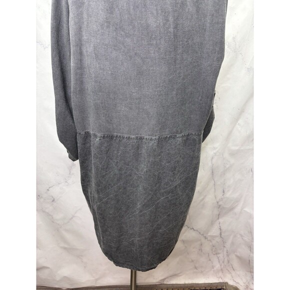 Caroline Rose Tunic Blouse Women 1X Gray Linen Relaxed Lagenlook Hi Low Boho - Picture 11 of 16